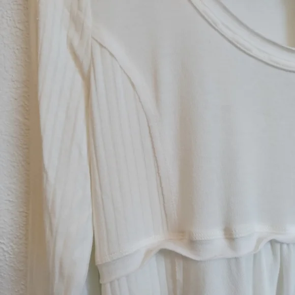 EMPIRE WAIST NWT Mini Dress Cream Off-White Babydoll Boho Tunic Mystree Medium - Picture 6 of 9